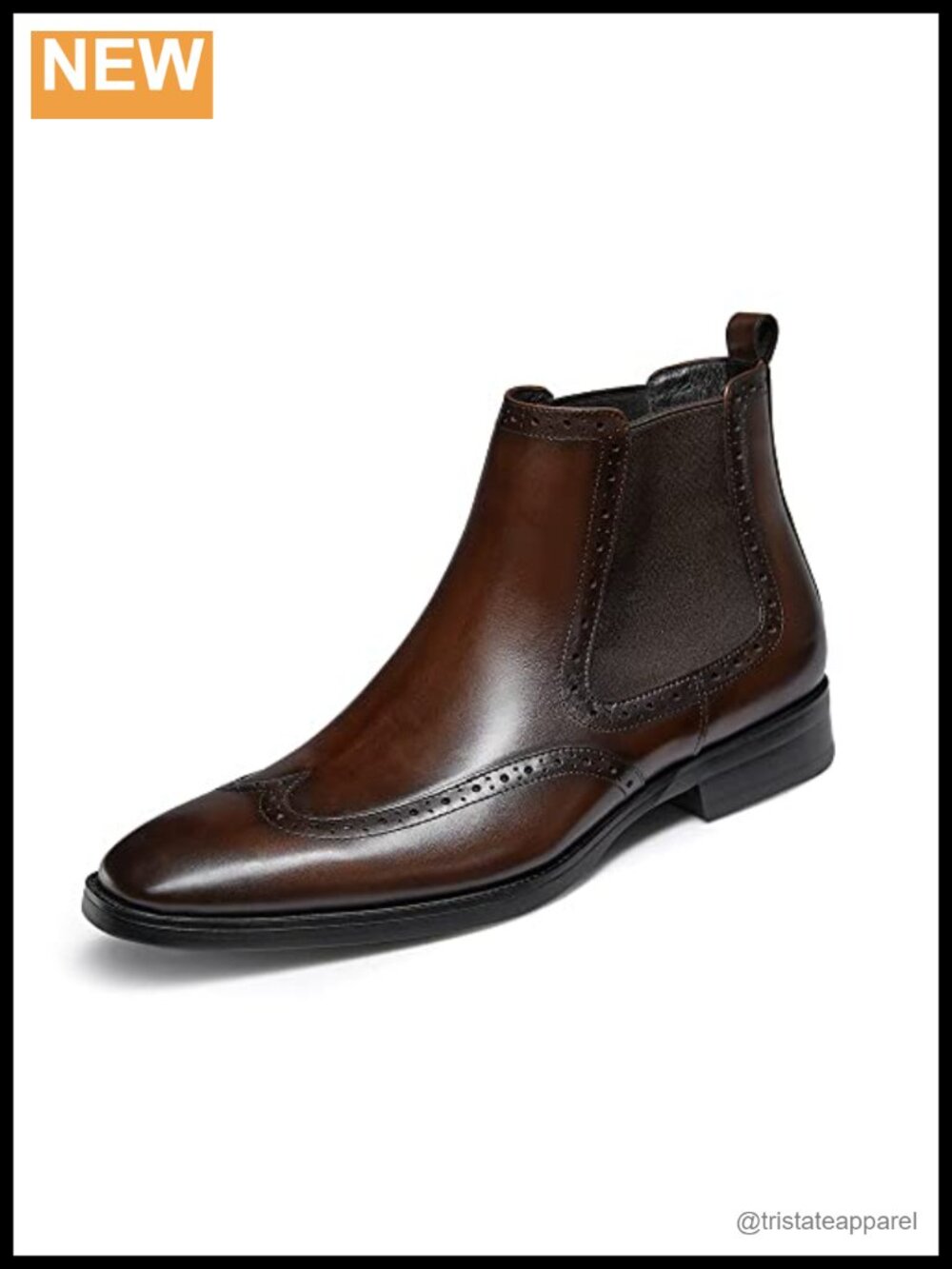 Men's Genuine Leather Chelsea Boots Slip-On Dress Ankle Boots